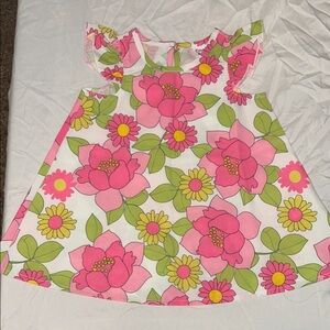 PatPat Pink and Green Floral Kids Dress
